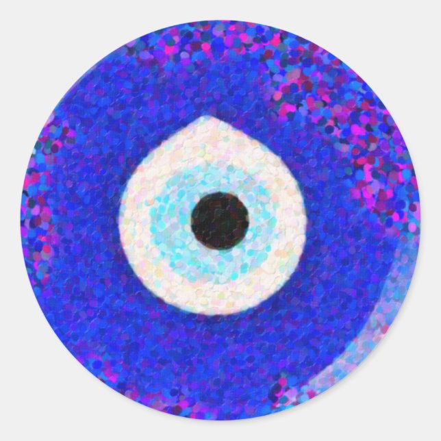 Turkish Nazar Evil Eye Design Classic Round Sticker (Front)