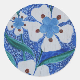 Turkish Ottoman Blue and White ceramic tile Classic Round Sticker