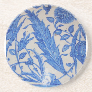 Turkish Ottoman Blue and White ceramic tile Coaster