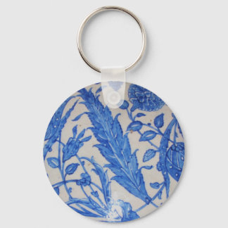 Turkish Ottoman Blue and White ceramic tile Keychain