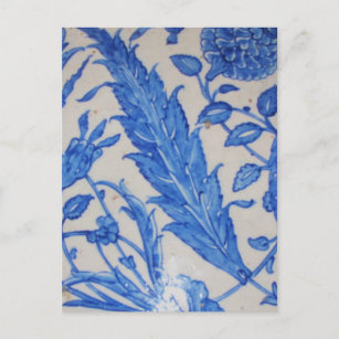 Turkish Ottoman Blue and White ceramic tile Postcard