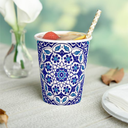 Turkish Ottoman Iznik Indigo Party Tableware Paper Cups