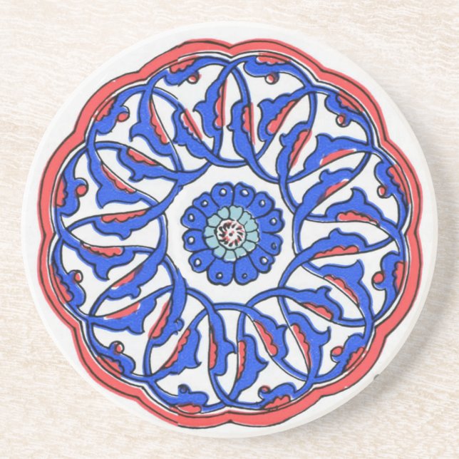Turkish Ottoman Tile Pattern Coaster (Front)