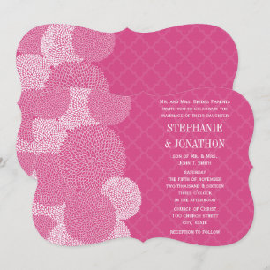 Turkish Pink Rose Floral Chrysanthemum Wedding Invitation