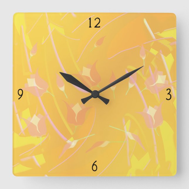 Turkish Poppy Square Wall Clock (Front)