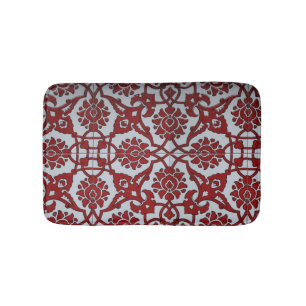 Turkish Red Ceramic Floral Bath Mat