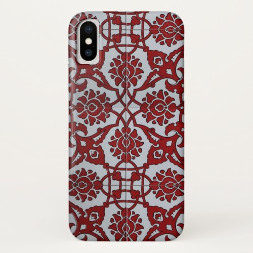 Turkish Red Ceramic Floral iPhone XS Case