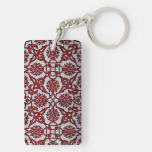 Turkish Red Ceramic Floral Keychain