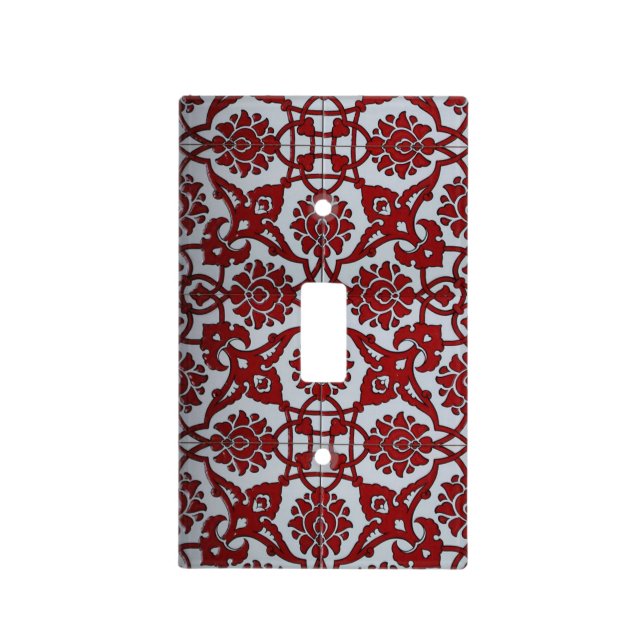 Turkish  Red Ceramic Floral Light Switch Cover (Front)