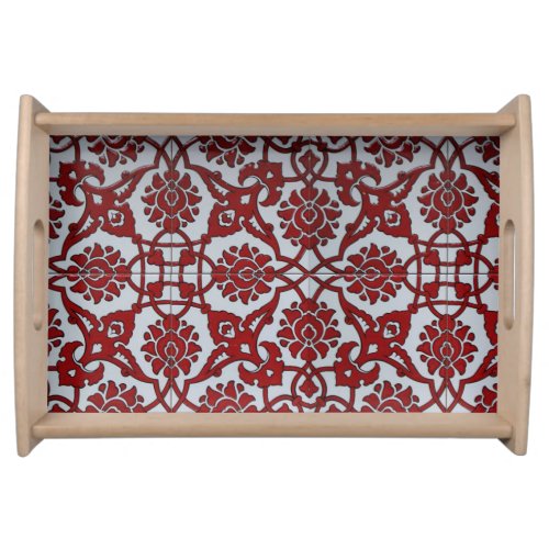 Turkish Red  Ceramic Floral Serving Tray