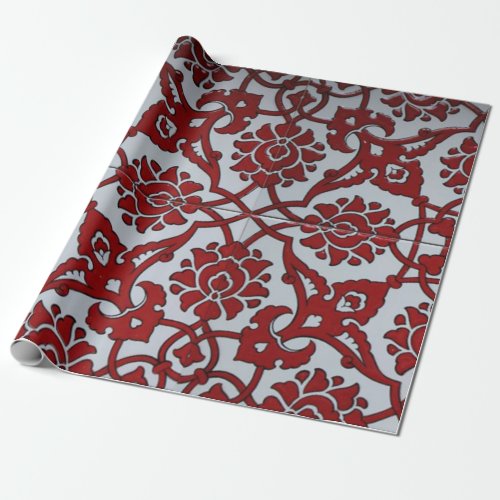 Turkish Red Ceramic Floral Wrapping Paper