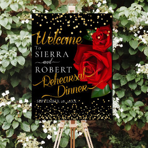 Turkish Red Rose Elegant Rehearsal Wedding Dinner Foam Board