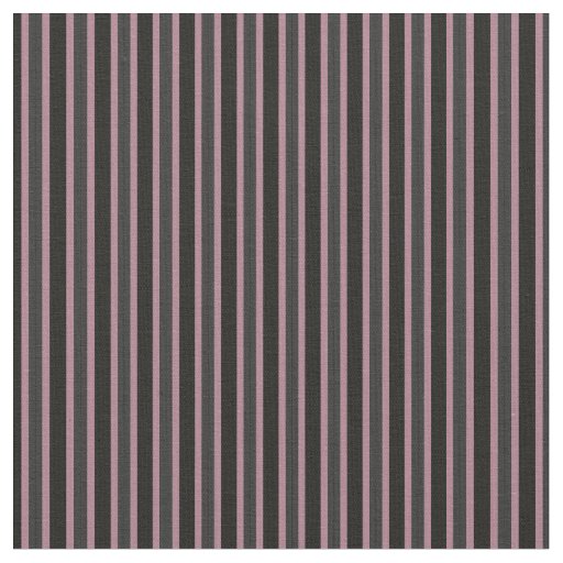 Turkish Rose, Dark Gray and Smoky Black Stripes Fabric