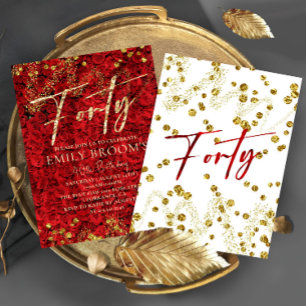 Turkish Roses 40th Birthday Forty Invitation