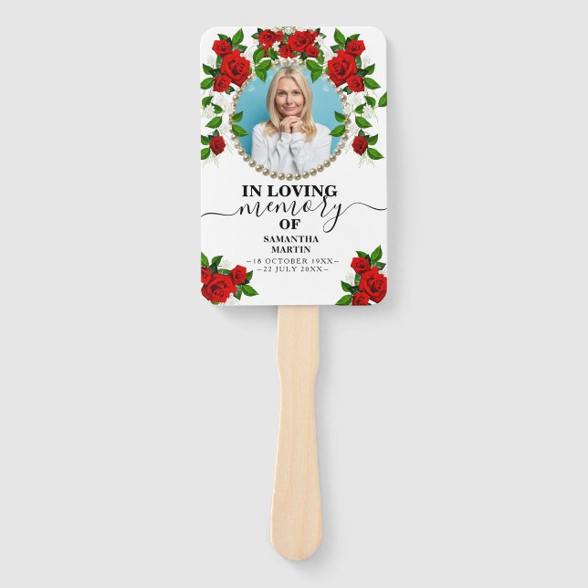 Turkish Roses Floral Celebration of Life Hand Fan (Front)