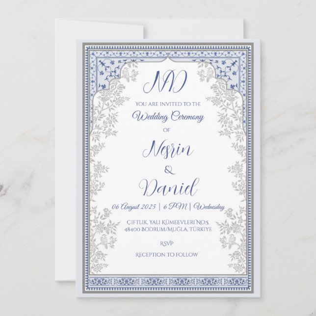 Turkish Royal Theme Wedding Invitation Card (Front)