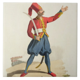 Turkish soldier, from 'Costumes of the Various Nat Tile