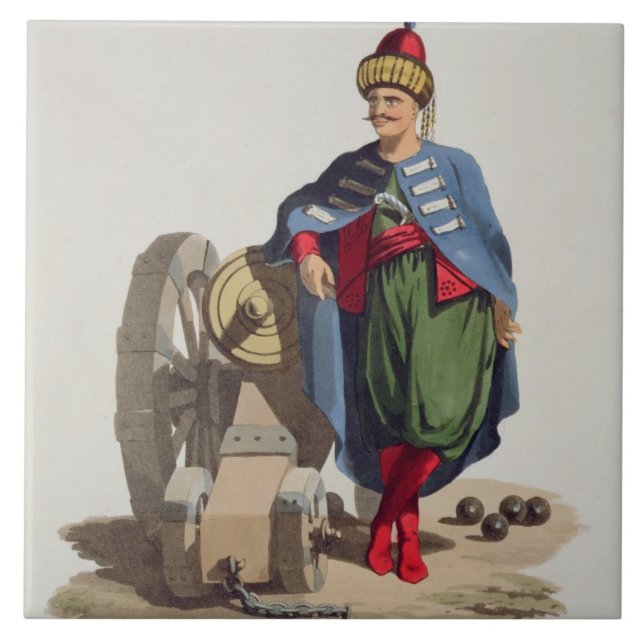Turkish Soldier, from 'Costumes of the Various Nat Tile (Front)