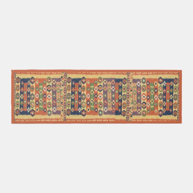 Turkish Style Geometric Kilim Pattern Runner (Front)