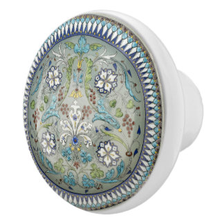 Turkish Style Vintage Victorian Art Gray Blue Ceramic Knob