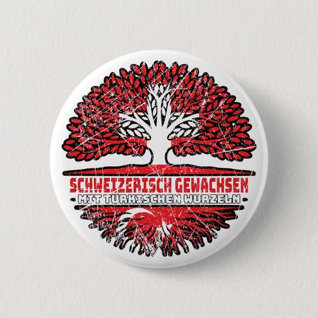 Turkish Swiss tree root flag Button (Front)
