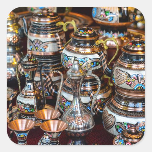 Turkish Teapots for Sale in Istanbul Turkey Square Sticker