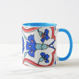 Turkish Tile Blue Carnation Pattern Mug