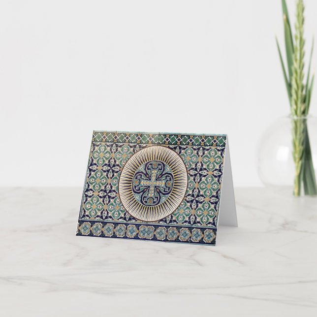 Turkish Tile Letterpress Thank You Card (Front)