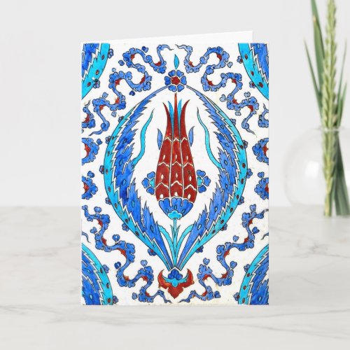 Turkish tile with red tulip Greeting Card