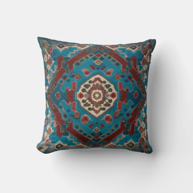 Turkish Trendy Beautiful Old Pattern Collection Throw Pillow (Front)