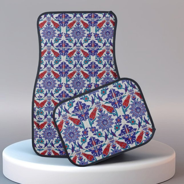 Turkish Tulip Oriental Arabesque Floral Visual art Car Floor Mat (Creator Uploaded)