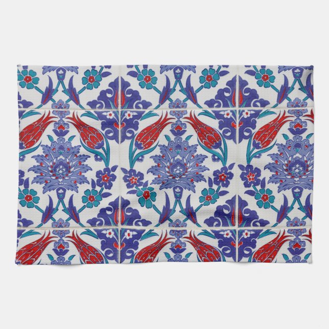 Turkish Tulip Oriental Arabesque Floral Visual art Kitchen Towel (Horizontal)