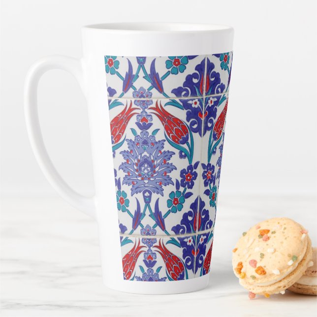 Turkish Tulip Oriental Arabesque Floral Visual art Latte Mug (In Situ)