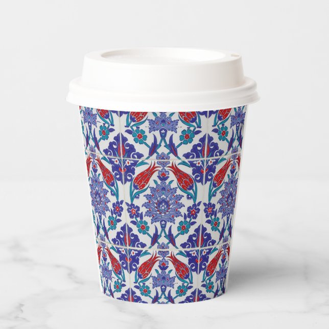 Turkish Tulip Oriental Arabesque Floral Visual art Paper Cups (Front)