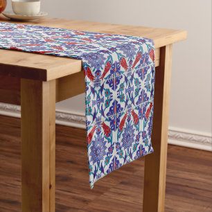 Turkish Tulip Oriental Arabesque Floral Visual art Short Table Runner