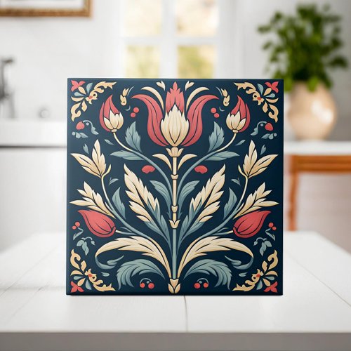 Turkish tulip Ottoman_inspired Ceramic Tile