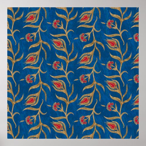 Turkish tulip pattern _ Ottoman tile Poster