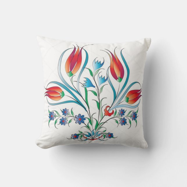 Turkish tulip pattern pillow (Front)