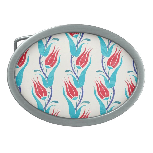 Turkish Tulips: Traditional Seamless Motif. Belt Buckle (Front)