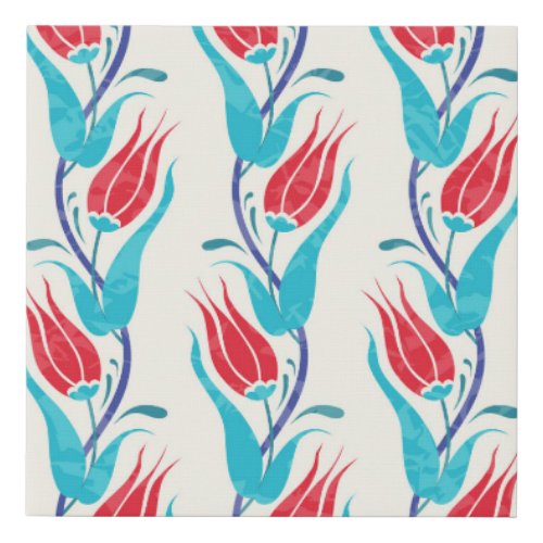 Turkish Tulips Traditional Seamless Motif Faux Canvas Print