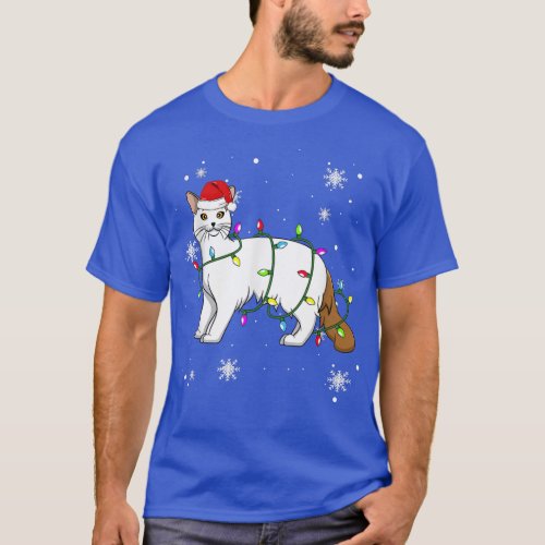 Turkish Van Cat Christmas Lights Christmas Cat San T_Shirt