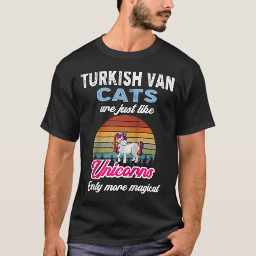 Turkish Van Cats Retro Unicorn Vintage Sunset Ragl T_Shirt