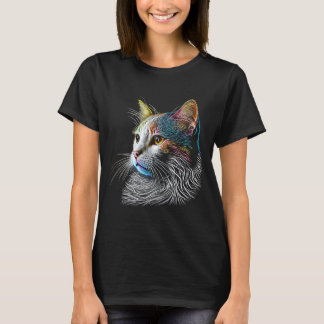 Turkish Van Colorful graphic Cat Dad Mom Women T-Shirt