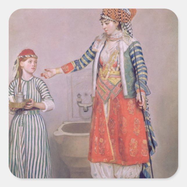Turkish Woman with her Servant Square Sticker (Front)