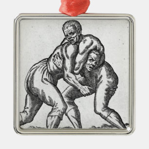 Turkish Wrestlers Metal Ornament