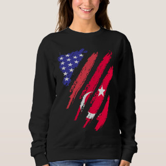 Turkiye American Patriot Grown Heart Flag Stripes Sweatshirt