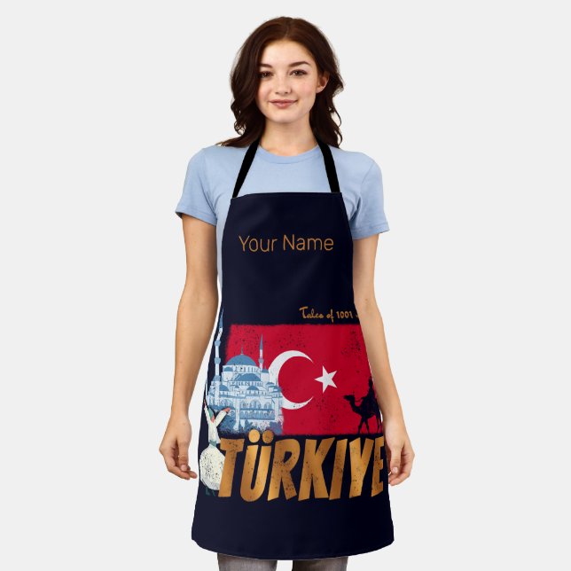 Türkiye Istanbul Vintage Flag Turkey Souvenir Apron (Worn)