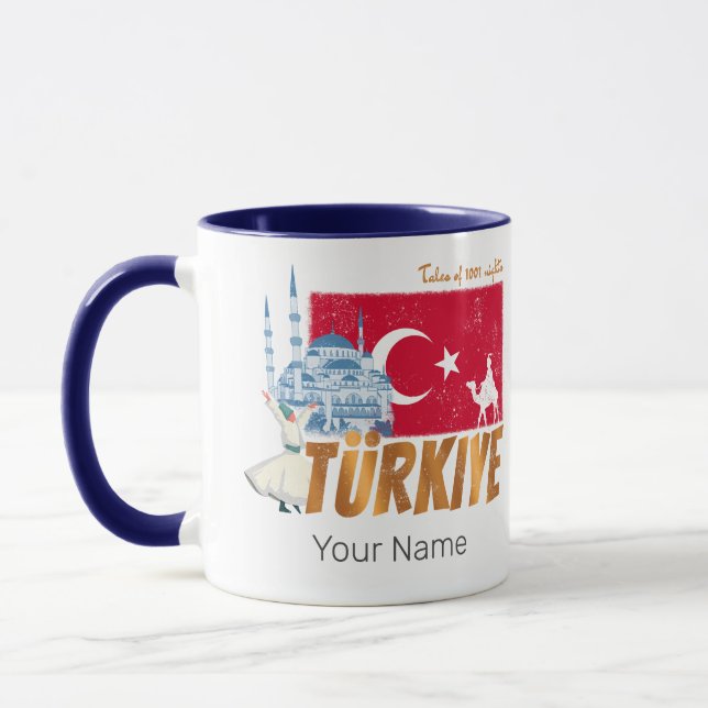 Türkiye Istanbul Vintage Flag Turkey Souvenir Mug (Left)