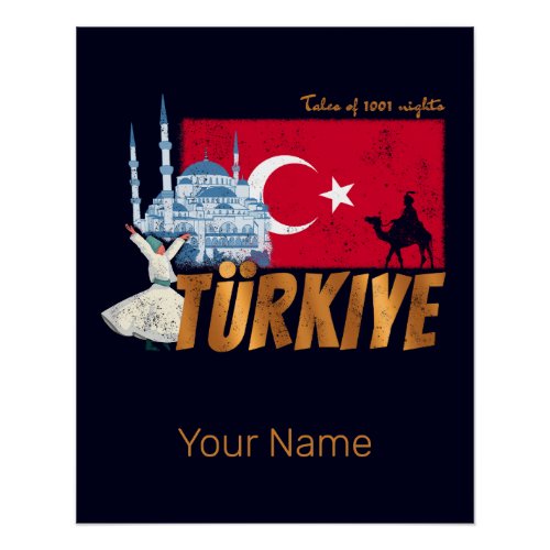 Trkiye Istanbul Vintage Flag Turkey Souvenir Poster