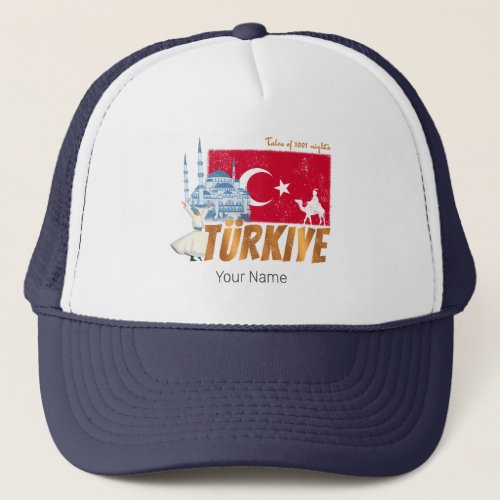 Trkiye Istanbul Vintage Flag Turkey Souvenir Trucker Hat